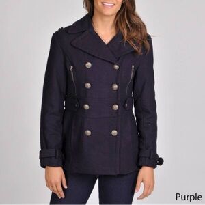 MISS SIXTY M60 Double Breasted Wool Blend Military Peacoat;  Size M
